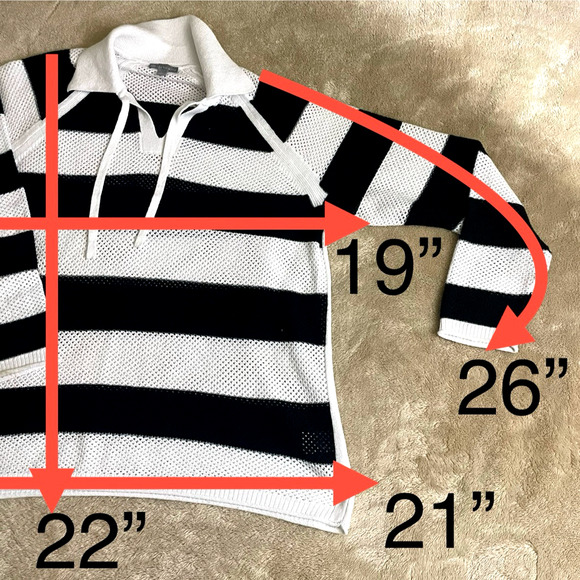 T By Talbots Open Knit Lg Sleeve Top Womens Sz MP Blk/White Cotton Blend Collar - Picture 8 of 8